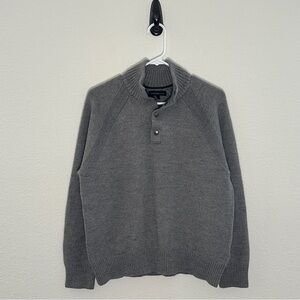 Banana Republic Grey Merino Wool Blend Snap Neck Sweater - Preppy Academia‎ - XL